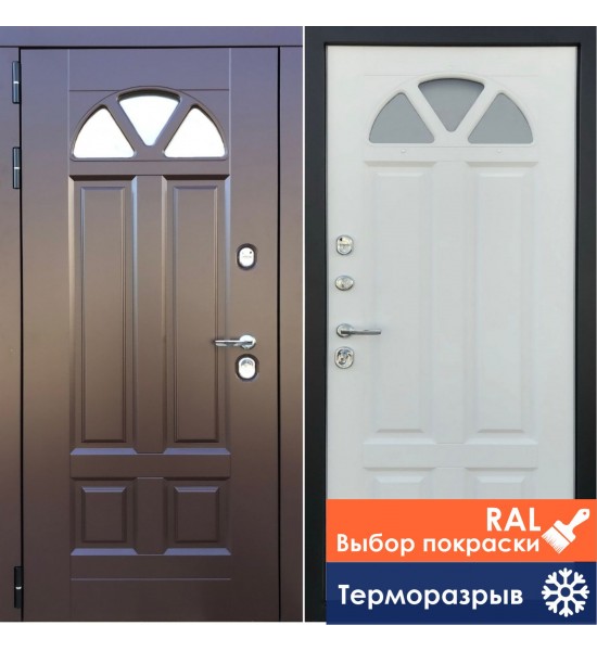 Входная дверь Дверной Континент Барселона Термо коричневая терморазрыв со стеклопакетом (RAL 8017)