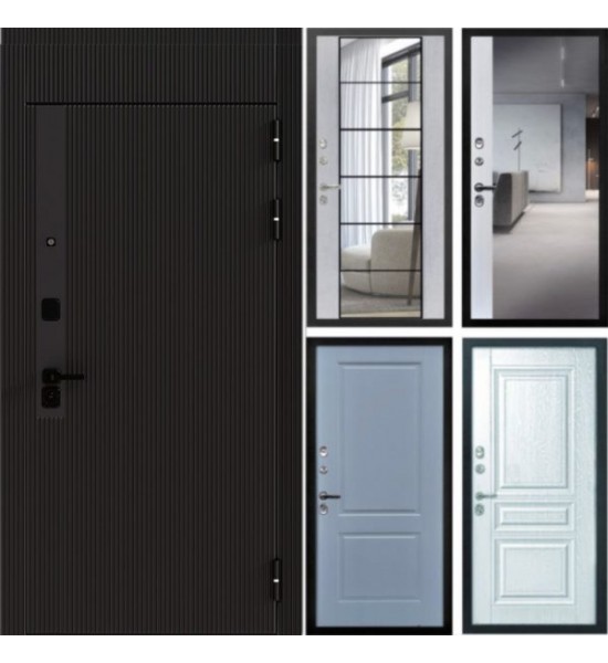 Входная дверь Дверной Континент серия Дизайн ДК-20 Чёрный софт с фальш фрамугой Дизайн